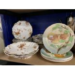 Ceramics: Early 20th cent. Limoges part dinner service, 14 pieces. Plus set of four French Faience