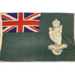 Militaria: Rare early Royal Ulster Rifles/Royal Irish Rifles regimental flag, hand sewn regimental