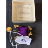 Sewing Requisites: Emery needle cleaner made from the silk velvet used for the purple robe of state,