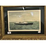 Eric Erskine Tufnell 1888-1979: Watercolour Britannia Royal Yacht, titled 'HMY Britannia' lower