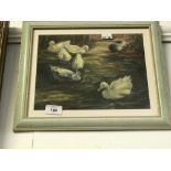L A Whitehouse: Oils, 'Ducks on Pond Nr Wallingford', signed lower left. Framed and glazed 10½ins. x