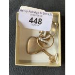 Jewellery: Yellow metal locket, plated, on a 9ct (tested) chain. 2g.