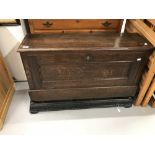 19th/20th cent. Oak rustic shoe box with drop front opening. 39ins. x 12ins. x 25ins. Plus 19th