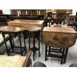 Pre-War: Oak plant stand, an oval barley twist occasional table and a small oak gateleg table. (3)