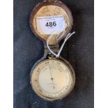 Scientific Instruments: 19th cent. Dollond of London pocket barometer. Silvered dial in original