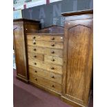 19th cent. Mahogany compactum, with three over two, over three cock beaded drawers, flanked by a