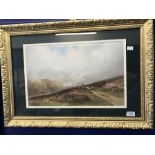 C Hannaford 1863-1955: Watercolour 'Mist Over the Moor', signed lower left. Framed and glazed 19ins.