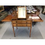 19th cent. Satinwood Sheraton style gentleman's dressing table. Inlaid with fruit woods, top opens