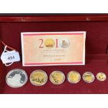 Numismatics: 2010 China proof panda gold and lunar platinum set. 1oz, ½oz, ¼oz, 1/10oz, 1/20oz
