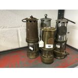 Mining History: Four oil safety lamps, Protector Lamp & Lighting Ltd, Llarm Mining Co, The Cremer