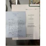 Poldark: Winston Graham signed letter together with an interesting signed land agreement, relating