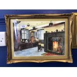 Margaret Morrison: Watercolour 'Tudor Kitchen', signed lower left. Framed and glazed 12½ins. x