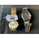 Watches: 1980s yellow metal rotary 17 jewel Incabloc wristwatch, plus an Accurist wristwatch.