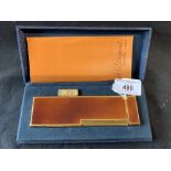 Lighters: DuPont brown Chinese lacquer and gold plated table lighter, with box and paperwork.