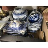 Ceramics: 19th and 20th cent. Blue and white pottery, marked and unmarked, a selection of, plus a