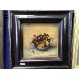 Lawrence Biddle 1888-1965: Oil on canvas "Flower Study", gallery label on reverse, dated February