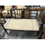 Edwardian beech Georgian revival 2 seater sofa/lovers seat on spade and sabre supports, wicker