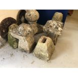 Stonework: Limestone saddle bases x 3. Standing at 27ins, 17ins, 23ins.