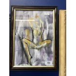 B Phil: Acrylic study of a nude, monogrammed lower right. Framed and glazed. 8ins. x 11½ins.