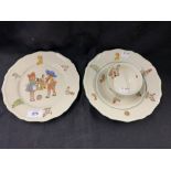 20th cent. Child's breakfast set of plate 8¼ins, bowl 8½ins, cup and saucer (handle a/f).