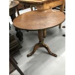 19th cent. Oak tripod table on single column support.