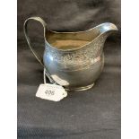 Hallmarked Silver: Georgian creamer, finely engraved, indistinct marks, and duty mark 1786-1792.