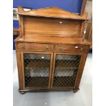 19th cent, Regency satinwood chiffonier with ebonised inlay and two pierced brass openwork doors.