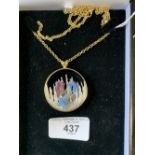 Gold jewellery: John Watling seascape diorama pendant 18ct. hallmarked set with diamond,