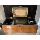 Music Box: 19th cent. Swiss music box with six airs & the original receipt from 1899.