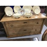 Rustic French pine two drawer chest of drawers. 50ins. x 26ins. x 28ins.