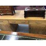 20th. cent. Beech effect double pedestal desk. 67ins. x 21ins.