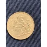 Gold Coins: 1907 Edward VII sovereign.