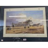 Prints: 'Eagle Squadron Scramble' a print illustrated by Robert Taylor and signed by Peter Townsend,