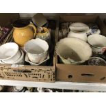 Ceramics: Mixed collection of 19th cent. & later jugs, vases, planters, etc A/F. (2 boxes).