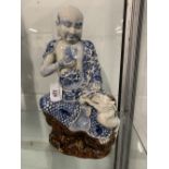 Chinese: Large 19th cent. Japanese, possible Hirado sculpted porcelain figure of a Buddhist monk