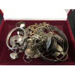 Costume Jewellery: hallmarked silver and white metal Bangle, rings, charm bracelet, pendants, and