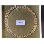 Hallmarked Gold: 9ct link gate pattern necklace. Boxed. 29g.