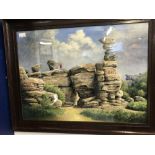 Neville R. Gray, oil on canvas 'Brimham Rocks'. Signature and 0I bottom left. Framed and glazed.