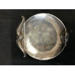 Hallmarked Silver: Omar Ramsden hallmarked silver sweet dish, planished bowl with bow shaped rim