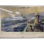 Prints: 'Offshore Bombardment' a limited edition print illustrated by Robert Taylor and signed by