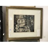 David William Burley 1901-1960: Pen & ink on paper "Harbour" Burley studied at Goldsmiths &