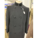 Fashion: Windsmoor black military style, double breasted, all wool winter coat, eight button