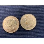 Gold Coins: 1914 and 1901 half sovereigns.