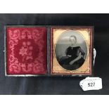 19th cent. Miniature portrait of a young girl, contained in a Gutta-Percha velvet lined case. 2½ins.