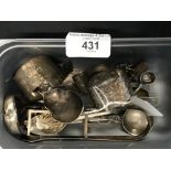 Hallmarked Silver: Sterling silver spoons, nips, napkin rings, banknote holder, full silver coins,