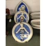 20th cent. Creamware: Salvini Italia Plaque of the Virgin Mary, plus two other plaques depicting