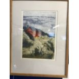 Wendy Batt print multiple, coloured 'The Beach Huts' A.P. signed lower right. 14ins. x 11ins. Framed