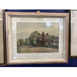 Frank Longwood 1849 - 1897: Watercolour on paper, village scene. 13ins. x 10ins.