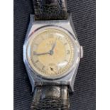 Watches: Pre-war Omega Staybrite wrist watch with later Omega box and leather strap.