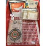 Stamps: Mint GB stamps, 36 sets from 1980s plus two complete booklets including £3 Wedgwood. Also